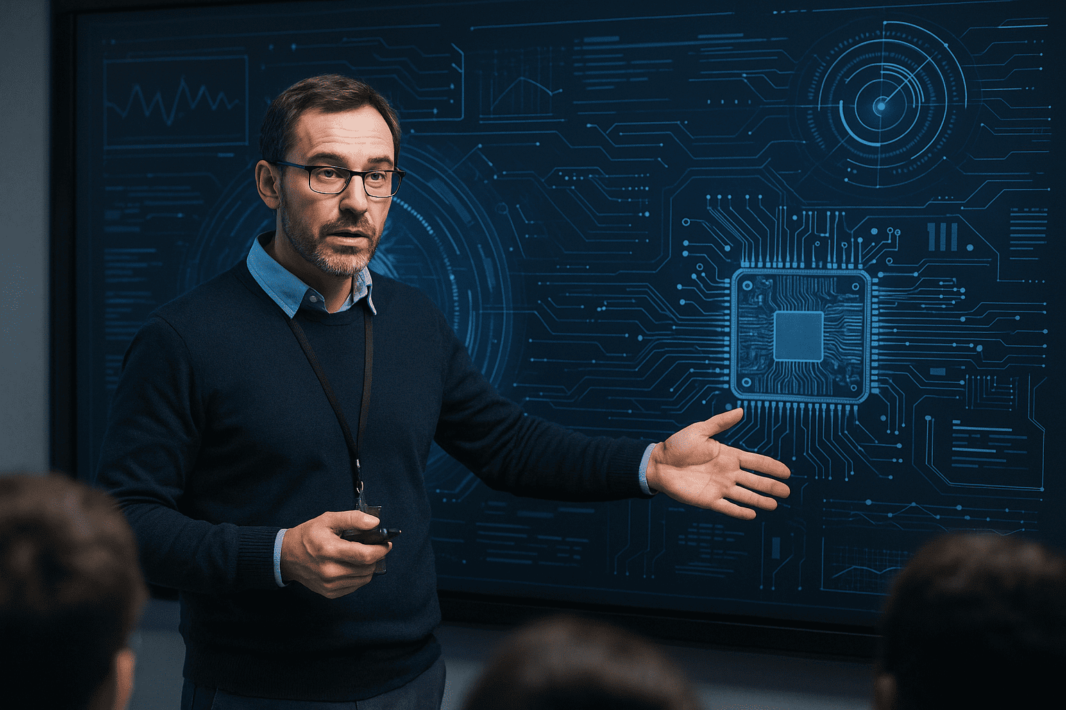Instructor guiding learners through a hands-on tech lab